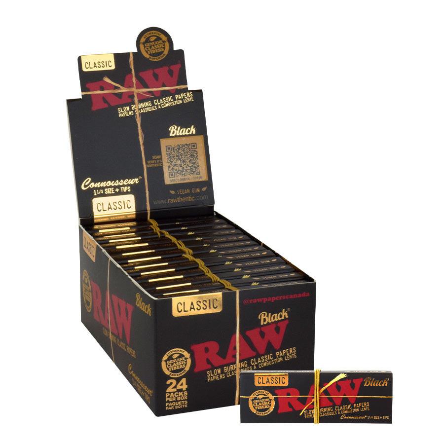 RAW | Black Natural Unrefined Artisan Connoisseur Papers w/ Tips – 1¼ Size Main image