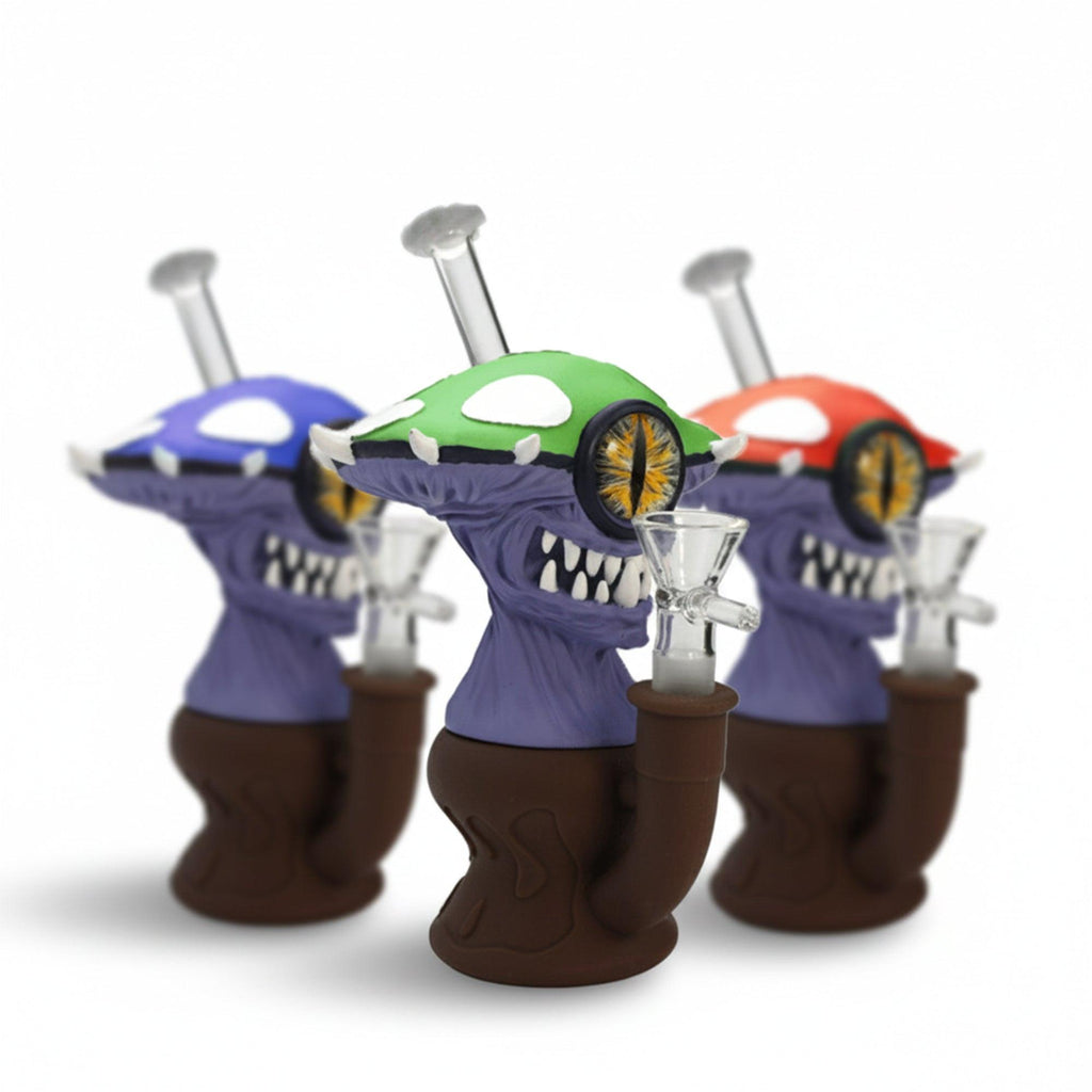 7″ Vinyl Mushroom Monster Water Pipe with 14mm Glass Bowl [SMKZ164]