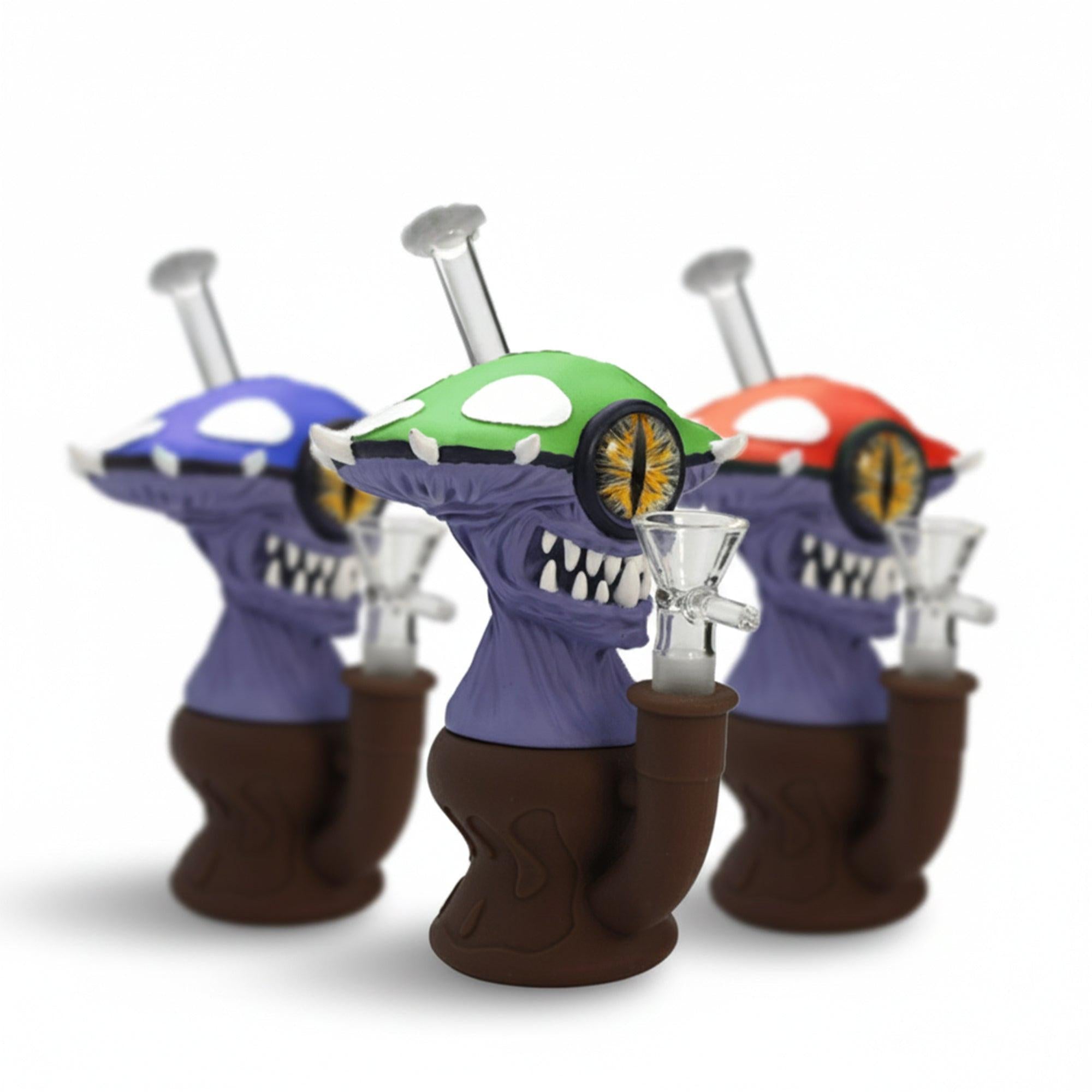 7″ Vinyl Mushroom Monster Water Pipe with 14mm Glass Bowl [SMKZ164]