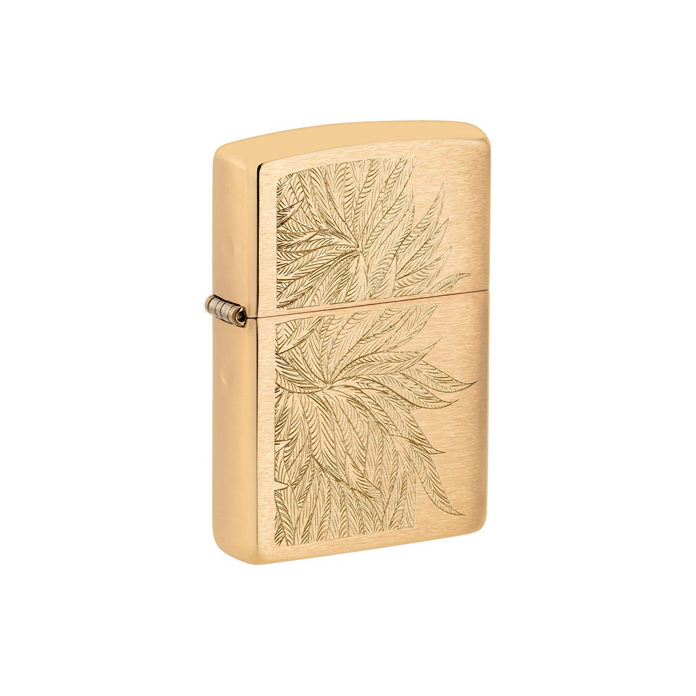 Zippo 46826 Gold Cannabis Lush Leaves Engrave Design