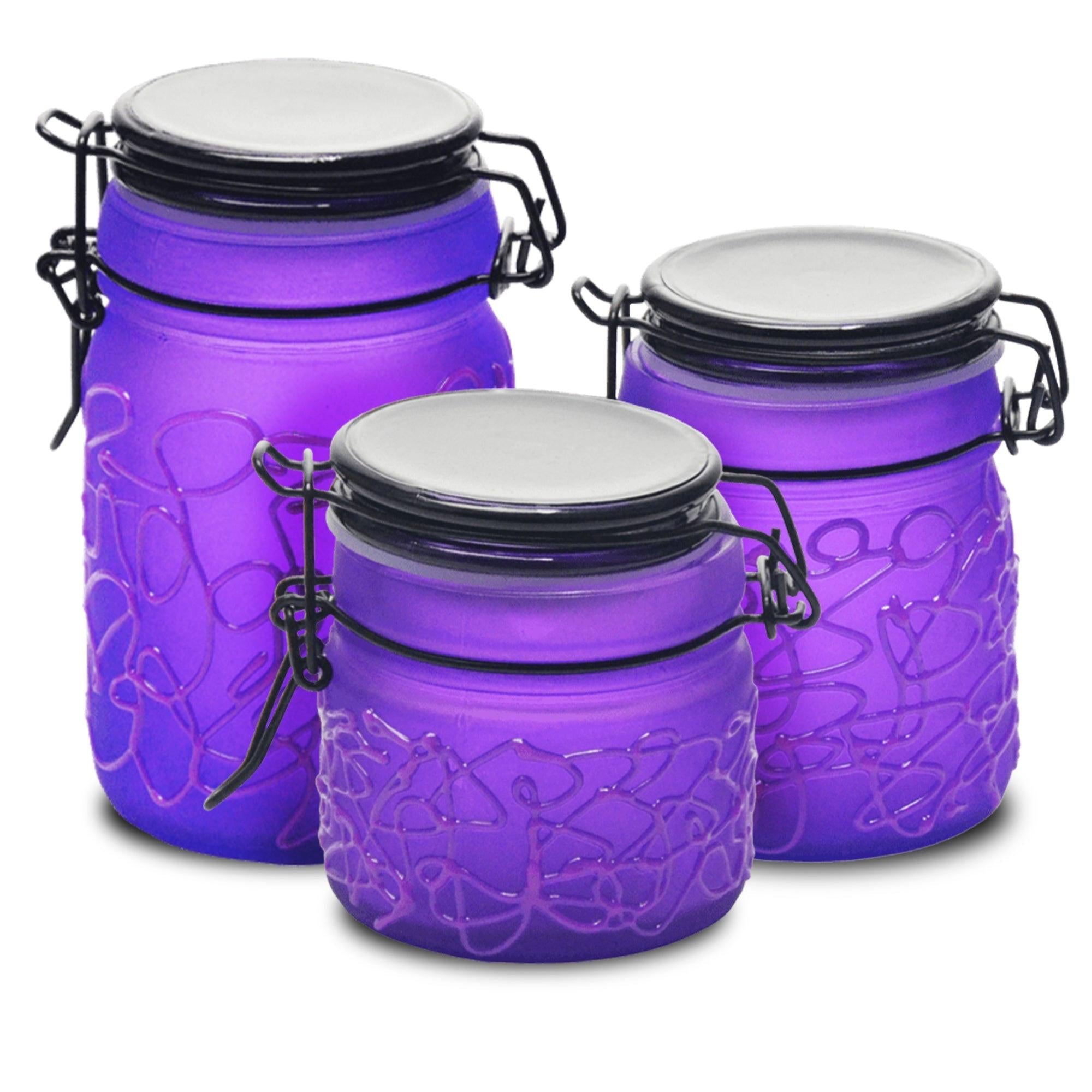 Spider Web Design Glass Storage Jar – Purple-Multiple Sizes Available [SMKZ-139] Main image