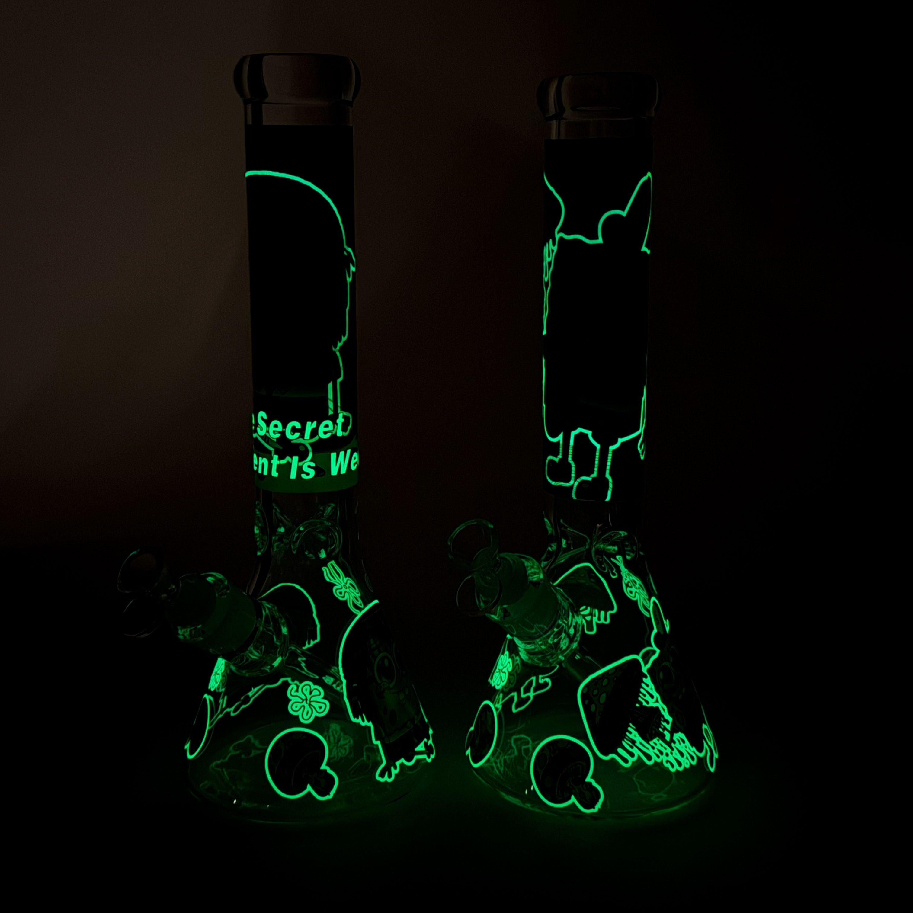 14" 7 mm Glass Bong With Cartoon Sponge Design [AQ0421-2]