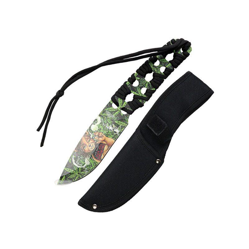 10″ 3D Girl & Leaves Pattern Blade Hunting Knife [14069] Secondary image