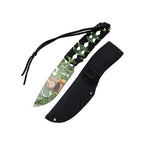 10″ 3D Girl & Leaves Pattern Blade Hunting Knife [14069]