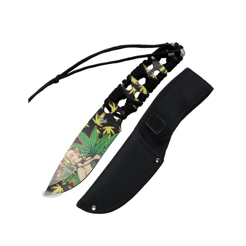 10″ 3D Girl & Leaves Pattern Blade Hunting Knife [14069] Main image