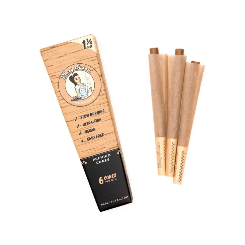 Blazy Susan | Unbleached 1 1/4 Pre Rolled Cones Box of 21 Secondary image