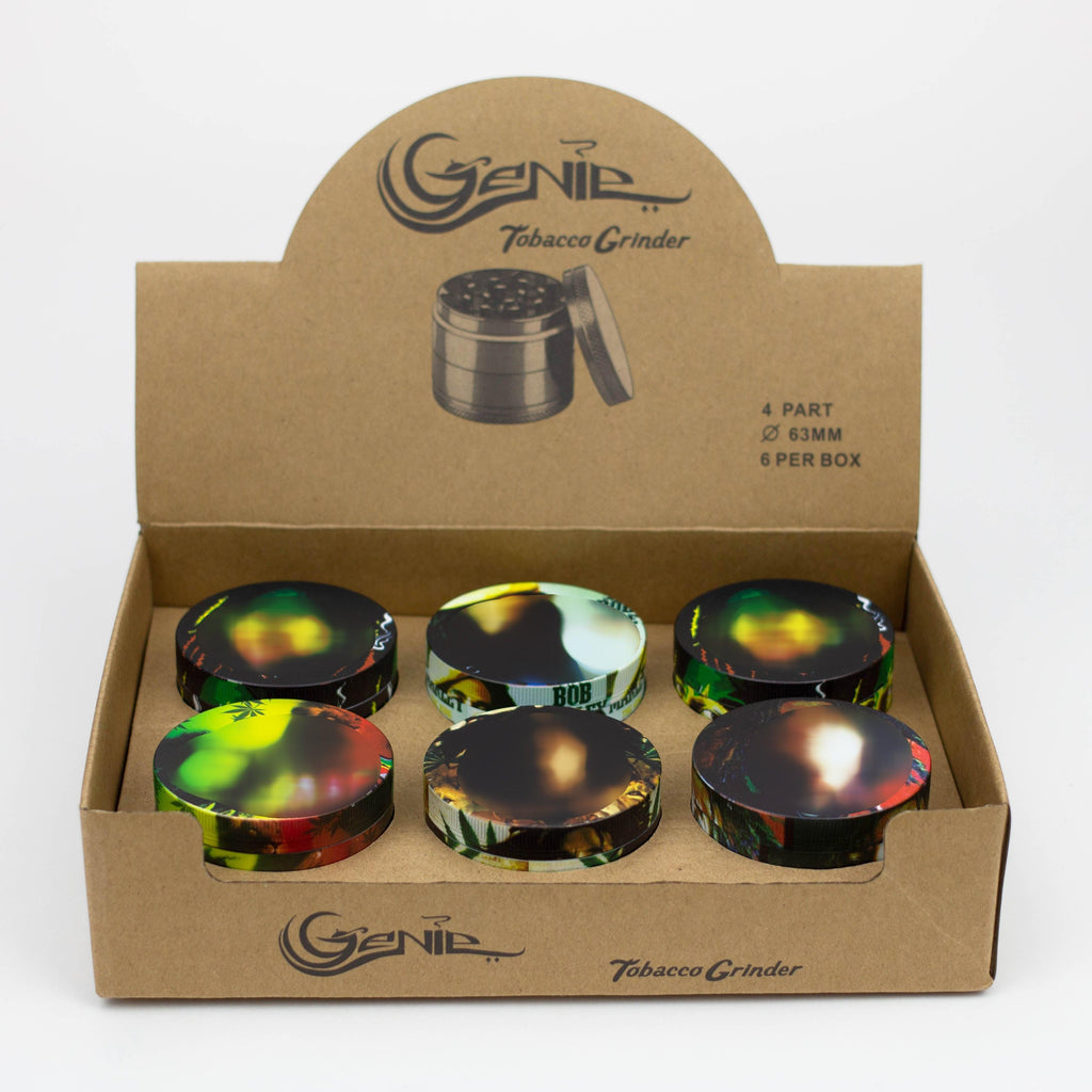 GENIE 4 parts 63 mm Rasta man metal grinder Box of 6 [SSP057]