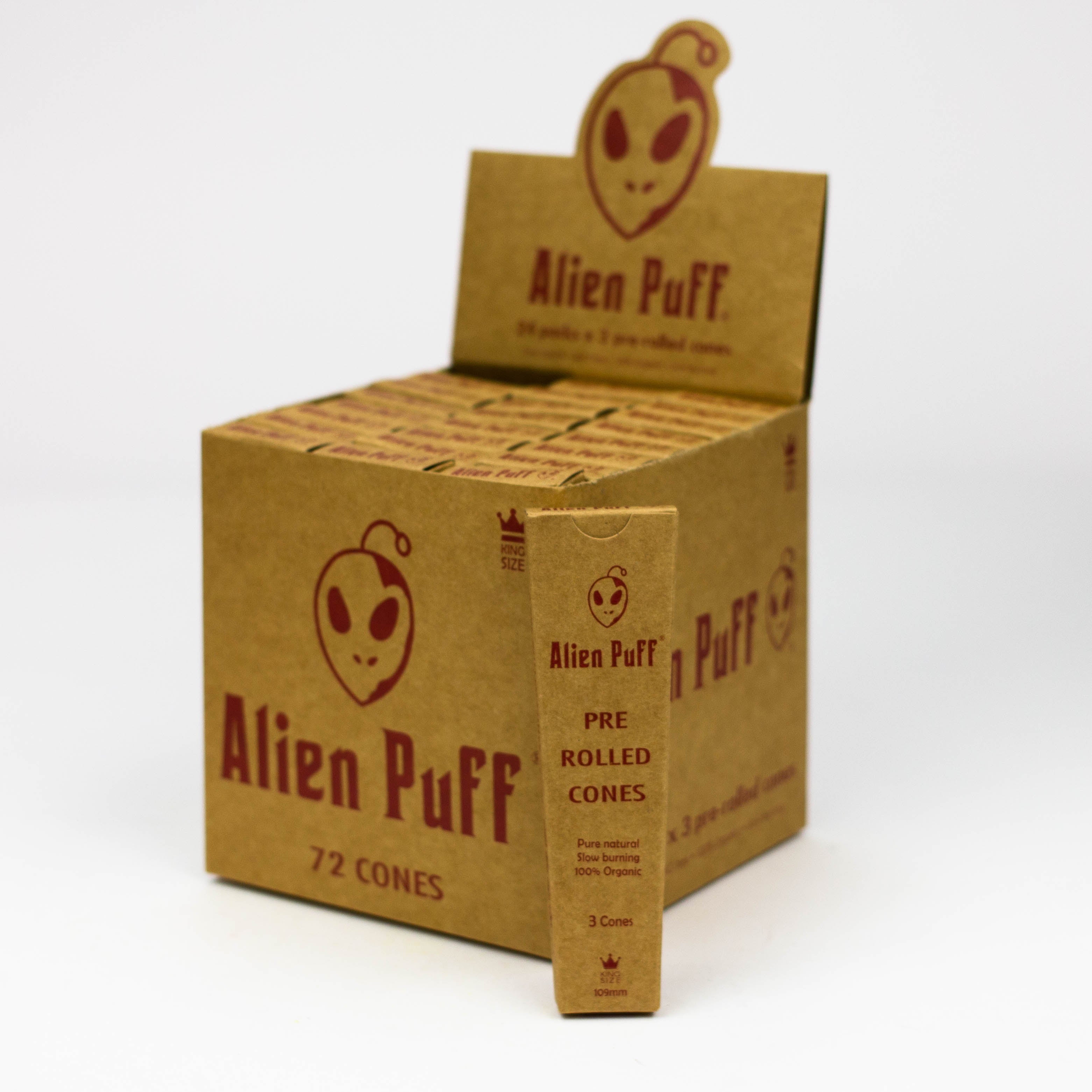 Alien Puff – king size Natural organic Gum slow Burning hemp paper pre-rolled cones [HP2502-AP] - 24 packs Main image