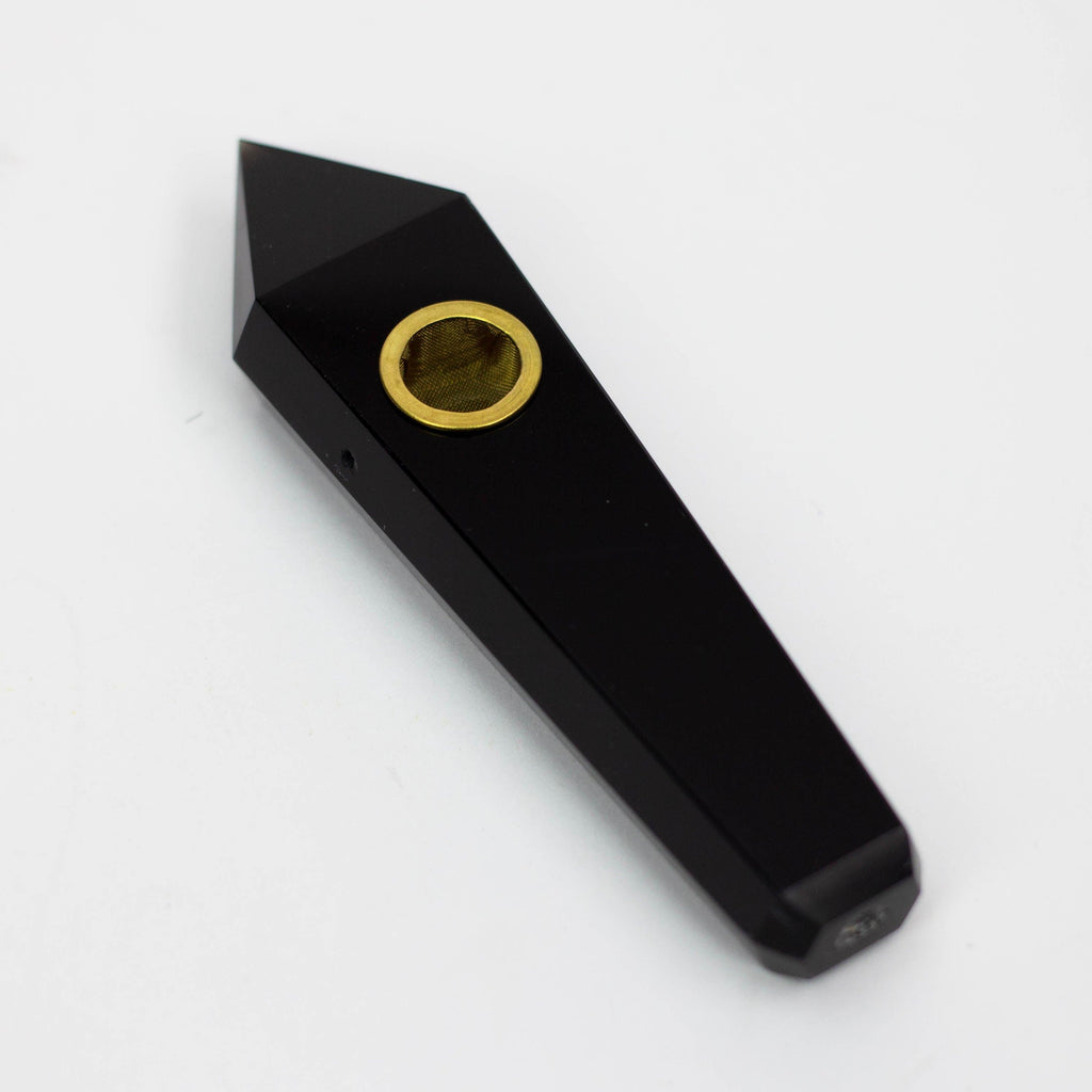 Acid Secs - Plain Natural Obsidian Smoking Pipe