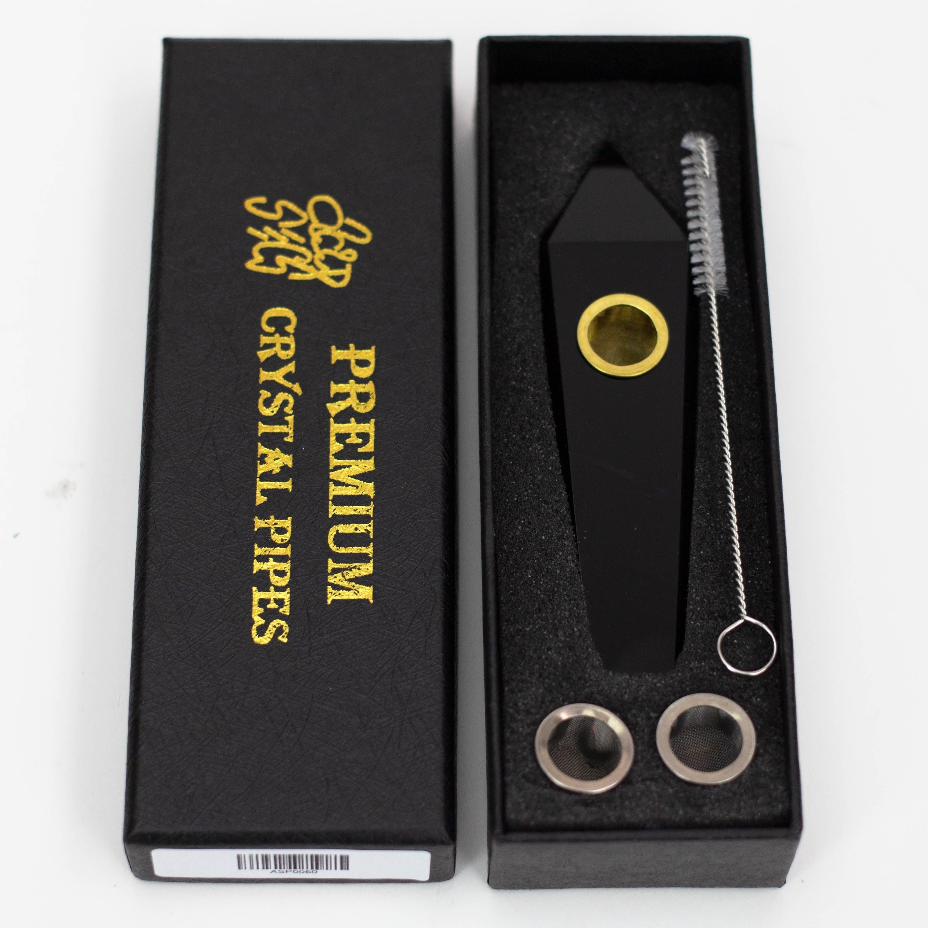 Acid Secs - Plain Natural Obsidian Smoking Pipe Secondary image