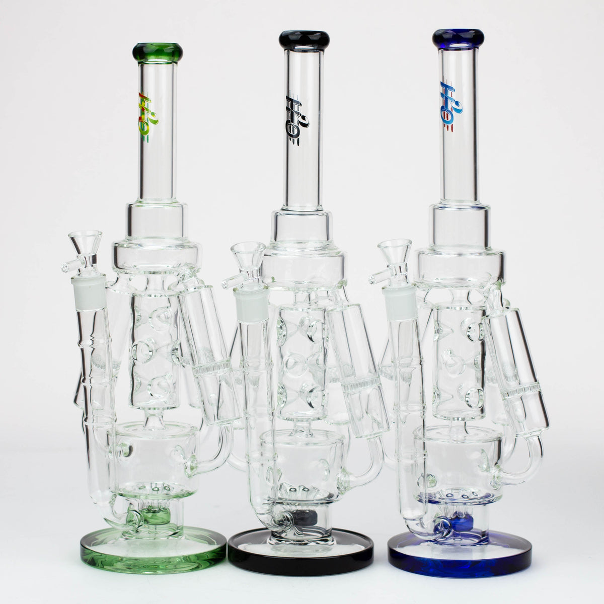 17" H2O Three Honeycomb silnders glass water recycle bong [H2O-25] Main image