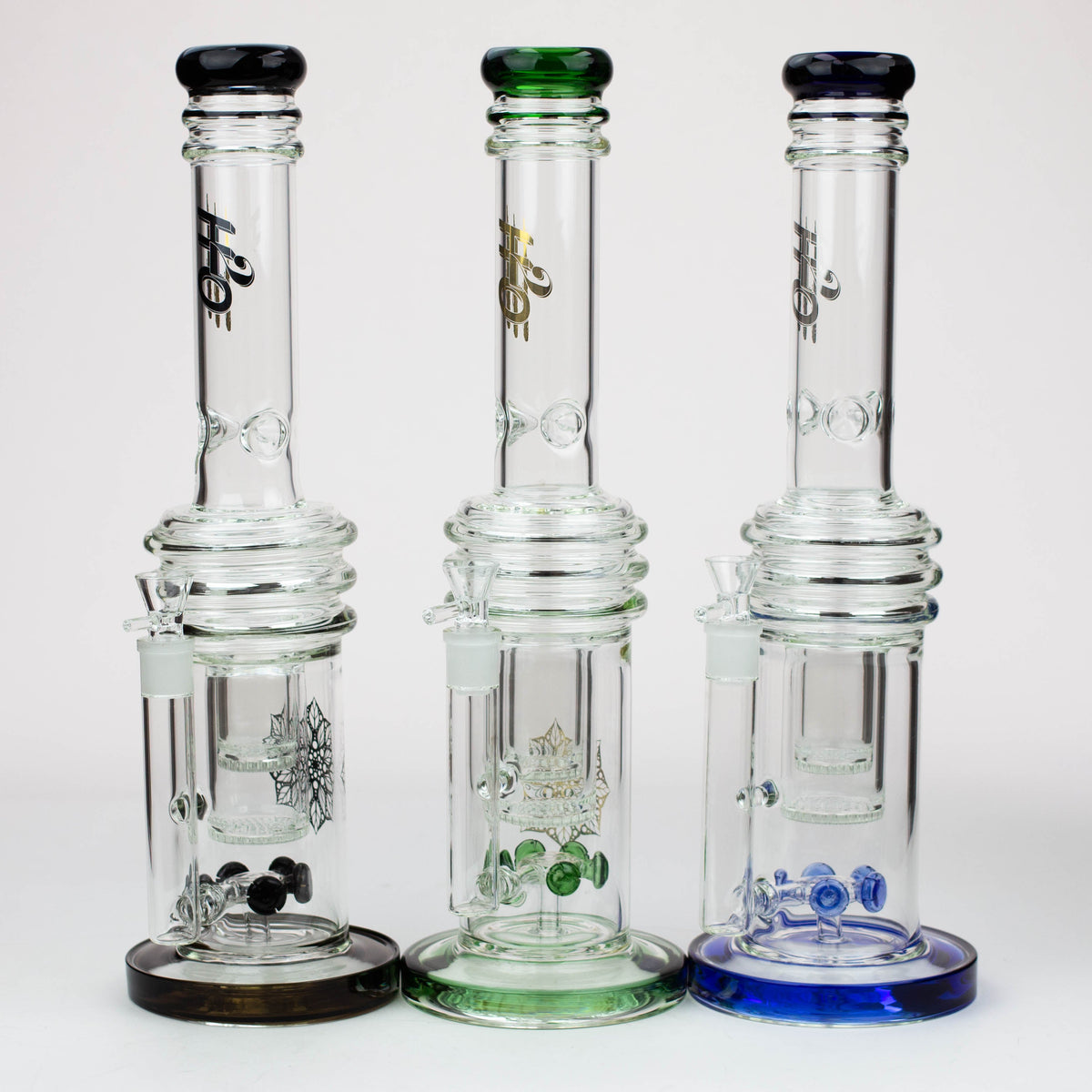17" H2O glass water bong with double layer honeycomb [H2O-28] Main image
