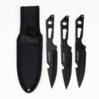 8" Three Piece  Hunt Down Black Throwing Knife Set With Fish Hook  [9569]
