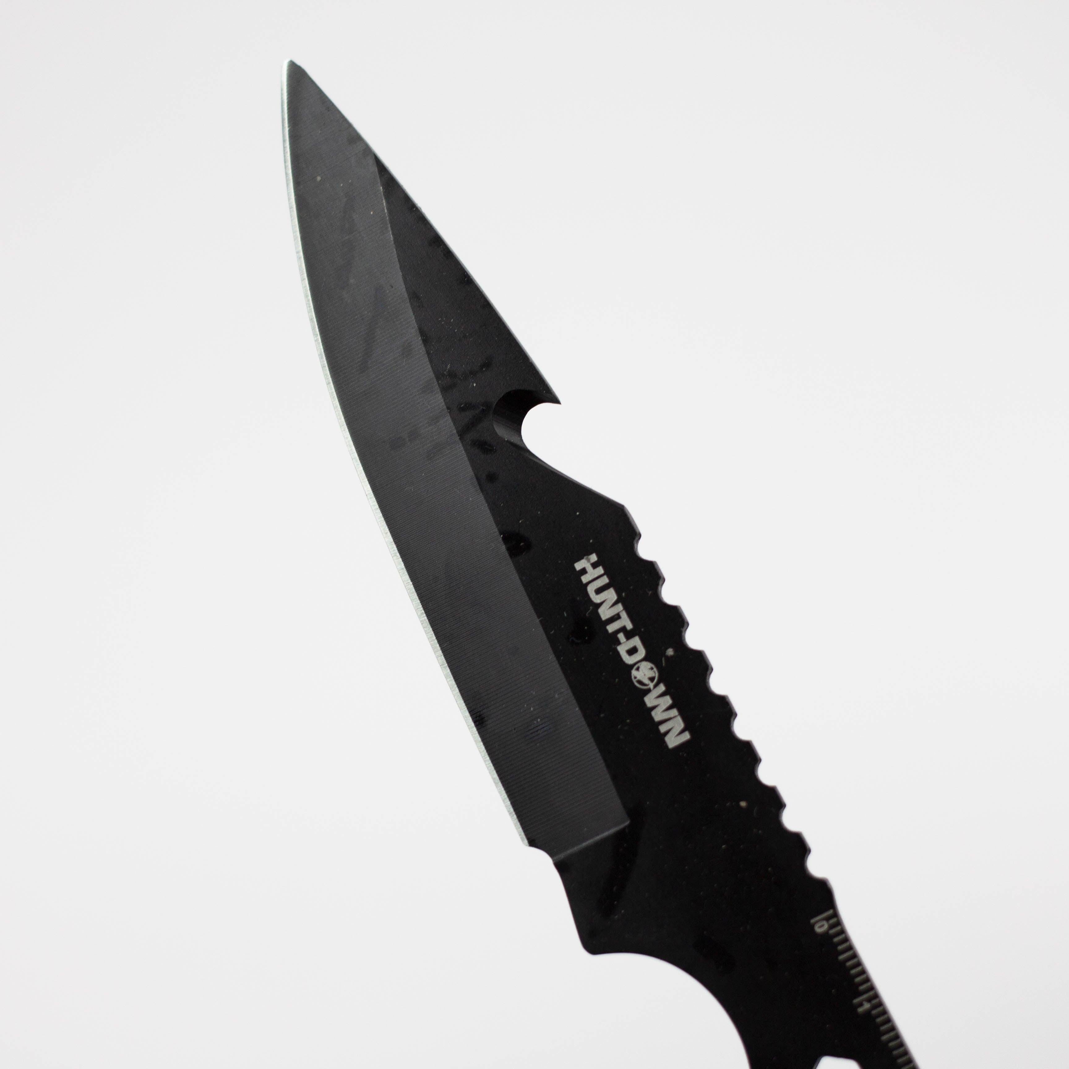 8" Three Piece  Hunt Down Black Throwing Knife Set With Fish Hook  [9569]