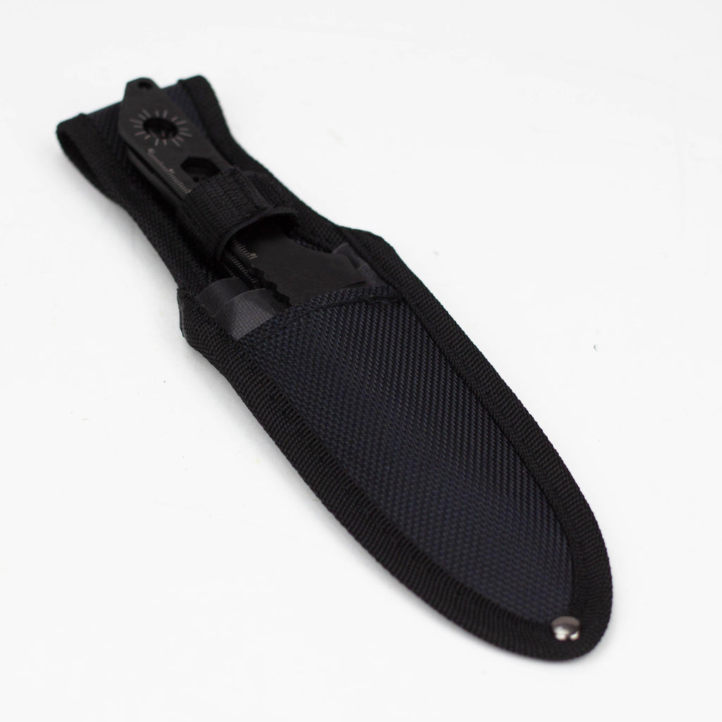 8" Three Piece  Hunt Down Black Throwing Knife Set With Fish Hook  [9569]