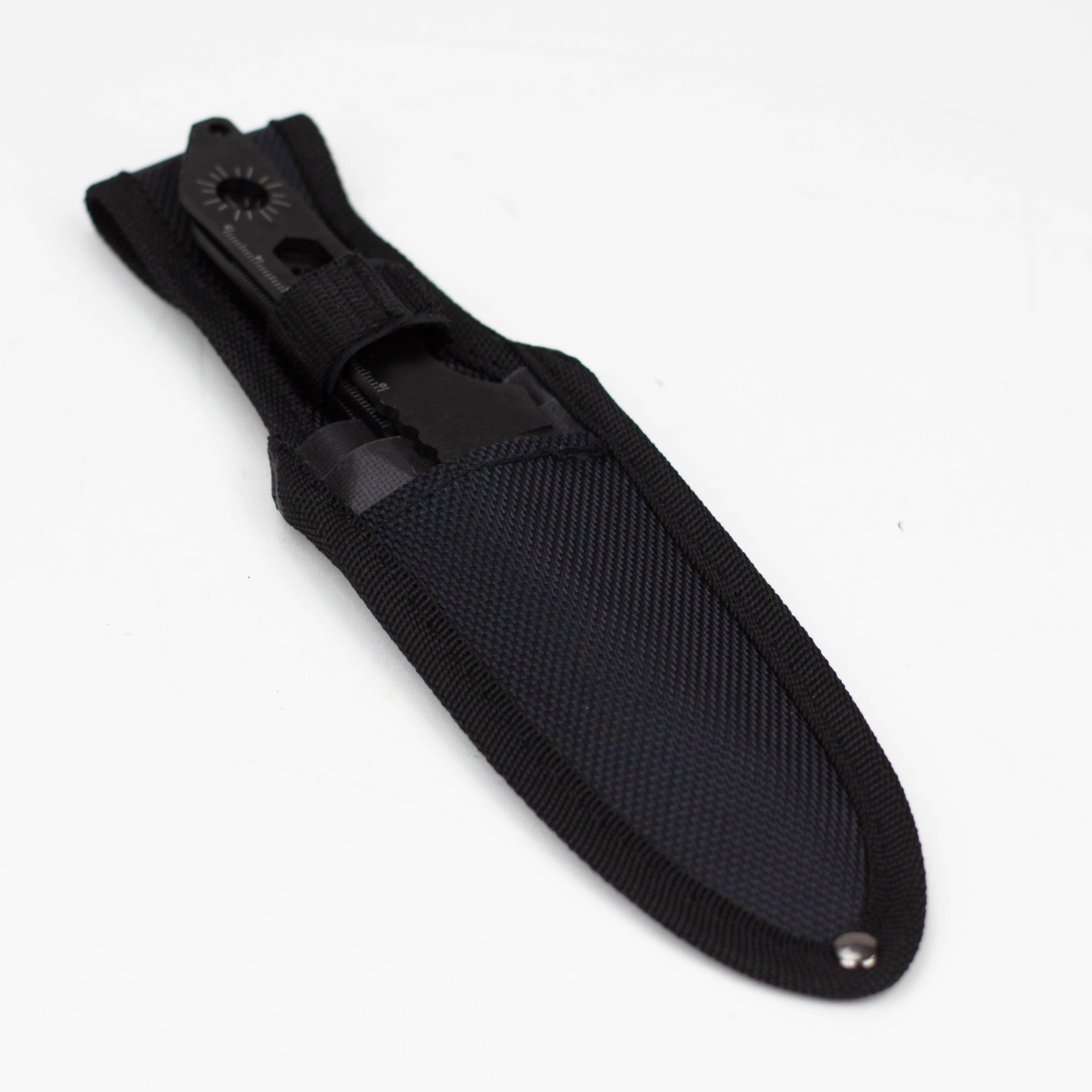 8" Three Piece  Hunt Down Black Throwing Knife Set With Fish Hook  [9569]