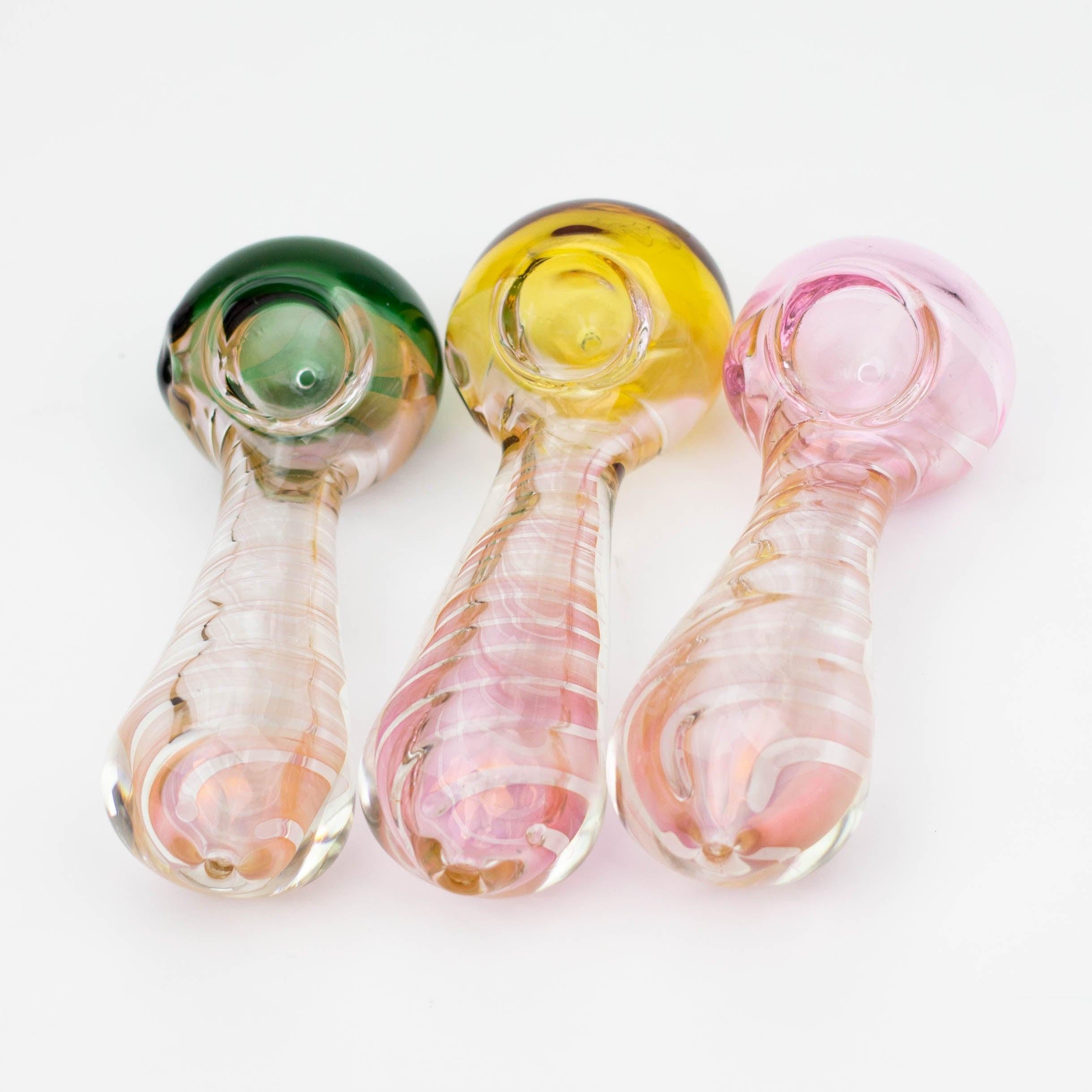 5" Gold fumed twisted glass hand pipe Main image