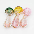 5" Gold fumed twisted glass hand pipe