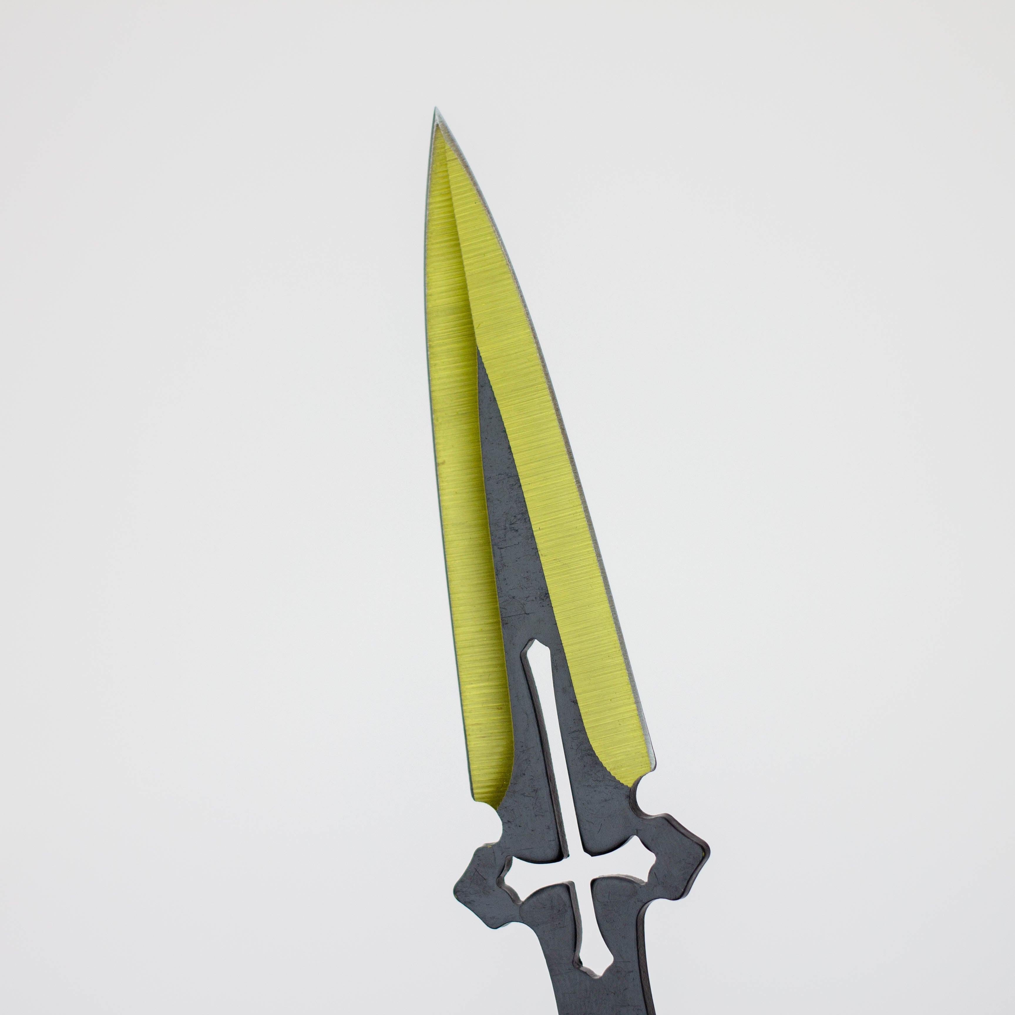 6.5″ Throwing Knife with Sheath 3PC SET Blue/Gold/Black [T00502-2]