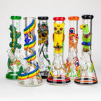 14" Resin 3D Glow in the dark artwork 7mm glass beaker water bong [GB208]