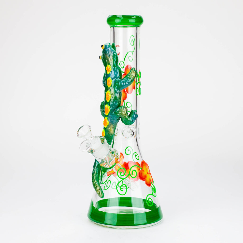 14" Resin 3D Glow in the dark artwork 7mm glass beaker water bong [GB208]