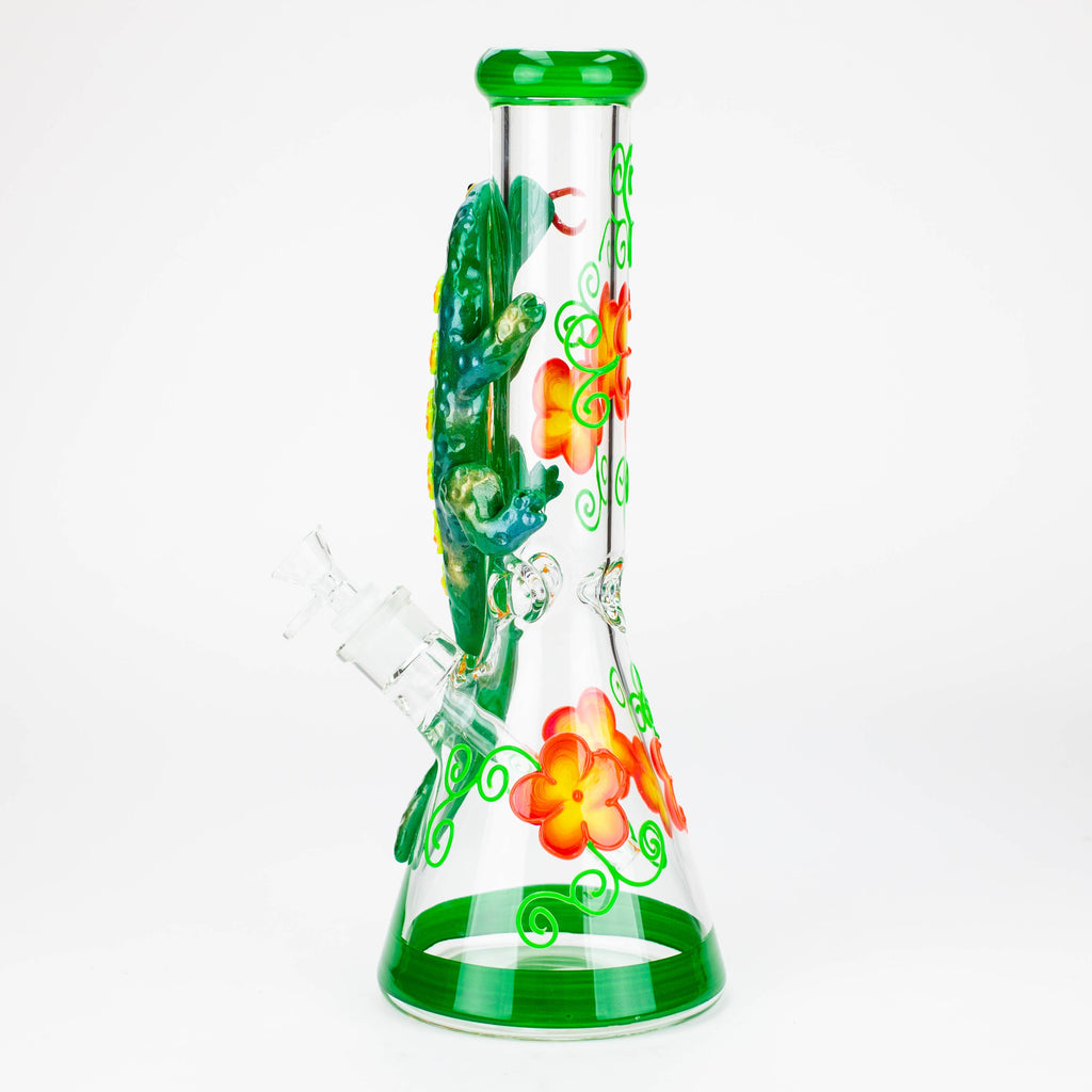 14" Resin 3D Glow in the dark artwork 7mm glass beaker water bong [GB208]