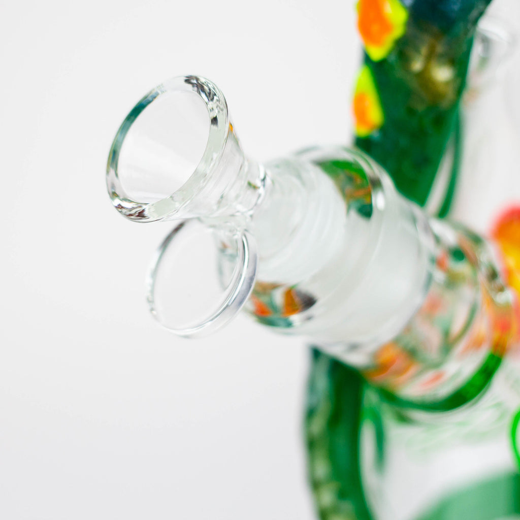 14" Resin 3D Glow in the dark artwork 7mm glass beaker water bong [GB208]