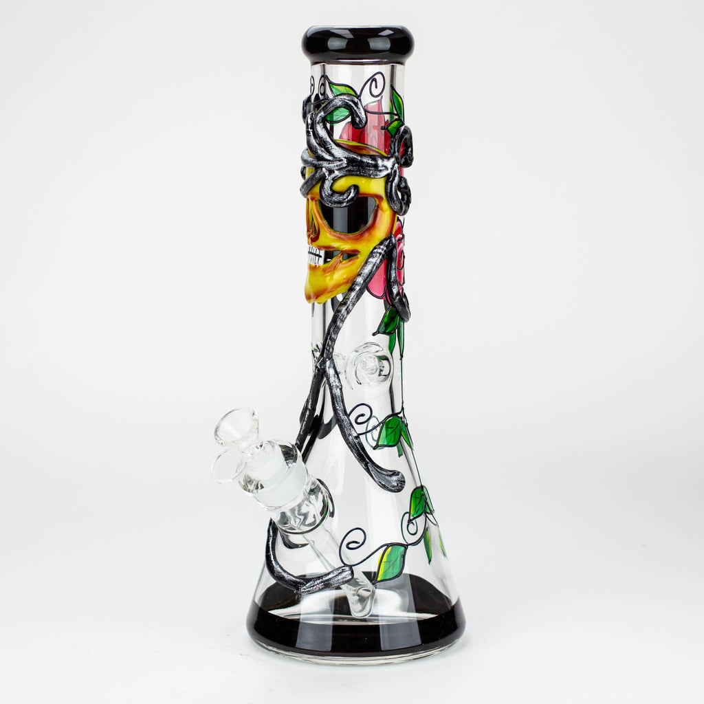 14" Resin 3D Glow in the dark artwork 7mm glass beaker water bong [GB208]