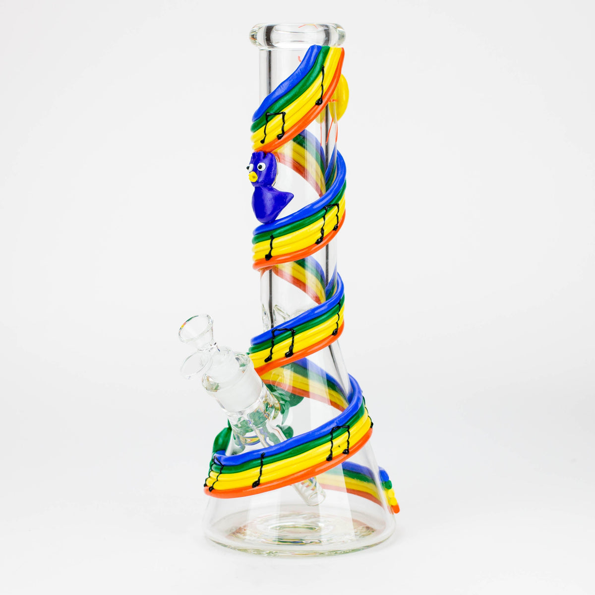 14" Resin 3D Glow in the dark artwork 7mm glass beaker water bong [GB208]
