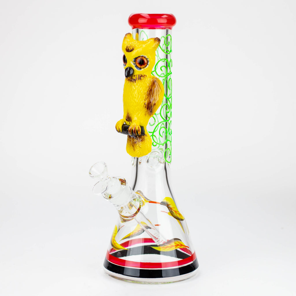14" Resin 3D Glow in the dark artwork 7mm glass beaker water bong [GB208]