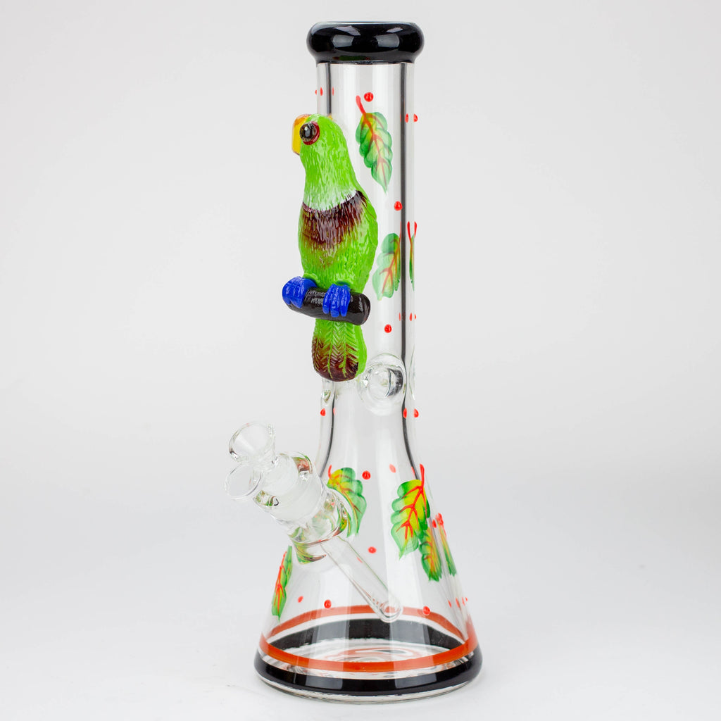14" Resin 3D Glow in the dark artwork 7mm glass beaker water bong [GB208]
