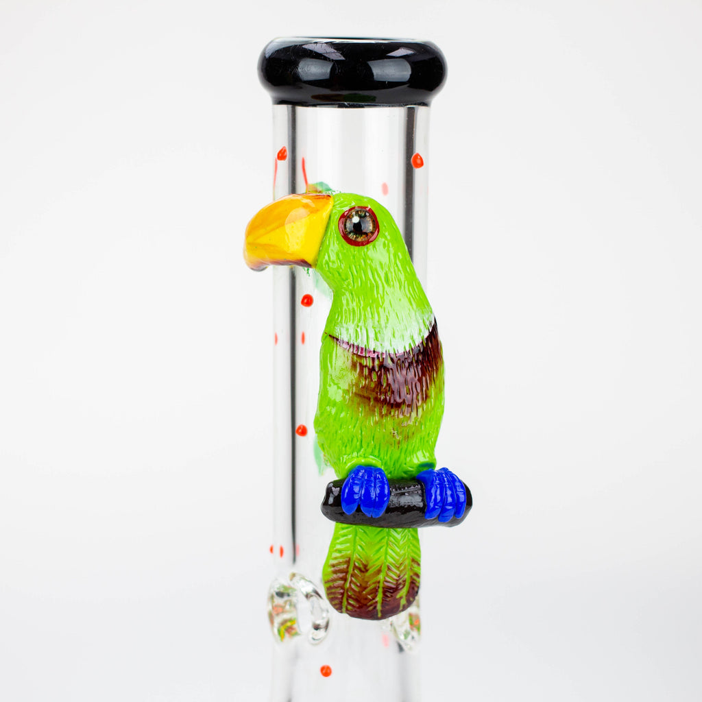 14" Resin 3D Glow in the dark artwork 7mm glass beaker water bong [GB208]