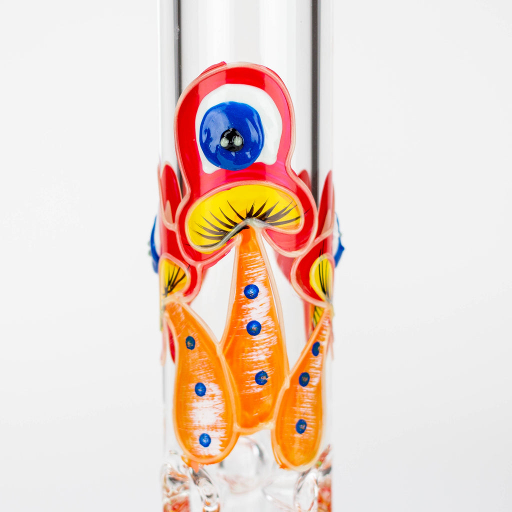14" Resin 3D Glow in the dark artwork 7mm glass beaker water bong [GB208]