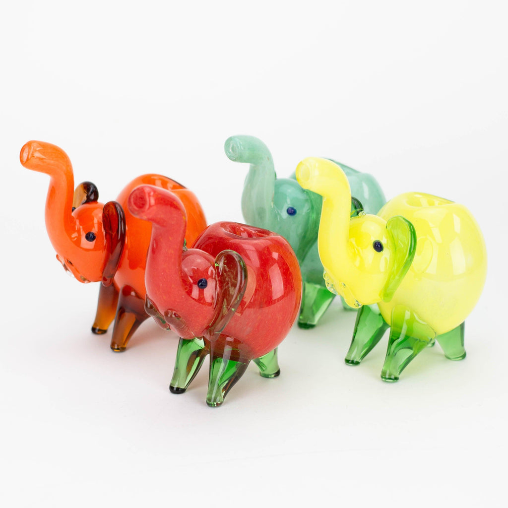 Standing XL elephant glass hand pipe-Solid Color