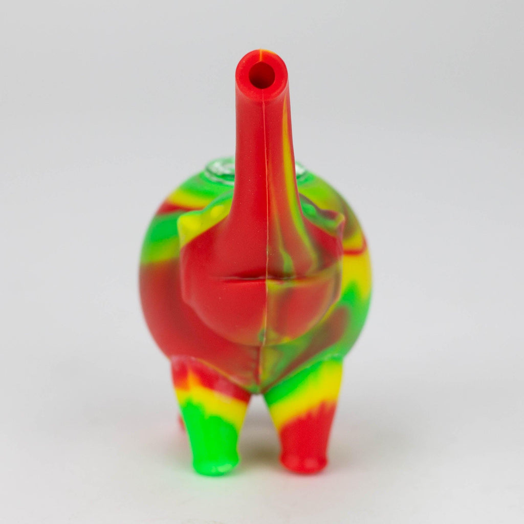 4.5" elephant Silicone hand pipe with glass bowl-Assorted