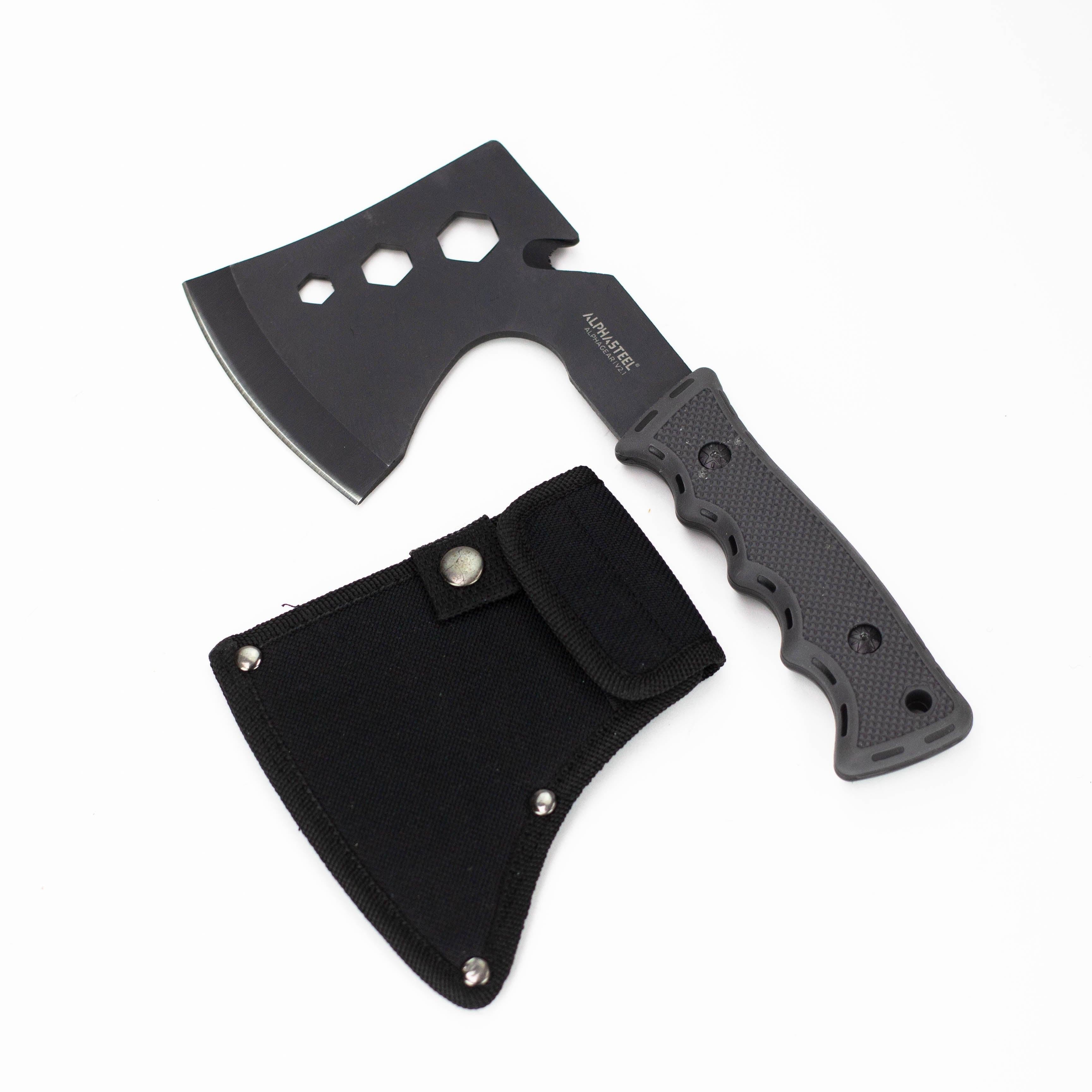 ALPHASTEEL | Tactical Axe with Sheath Black Hatchet [F103A] Main image