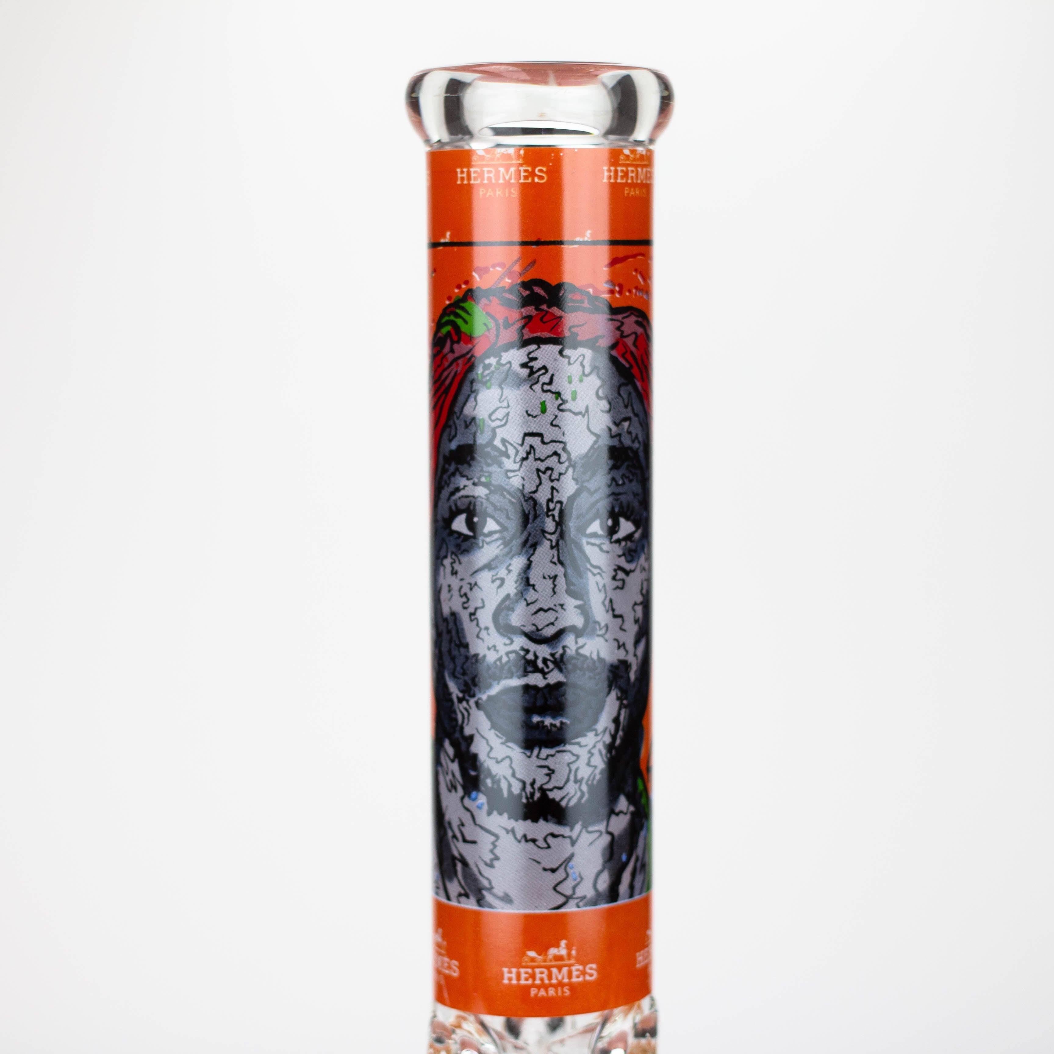 15.5"  9 mm Graphic glass water bong [GBT2117]