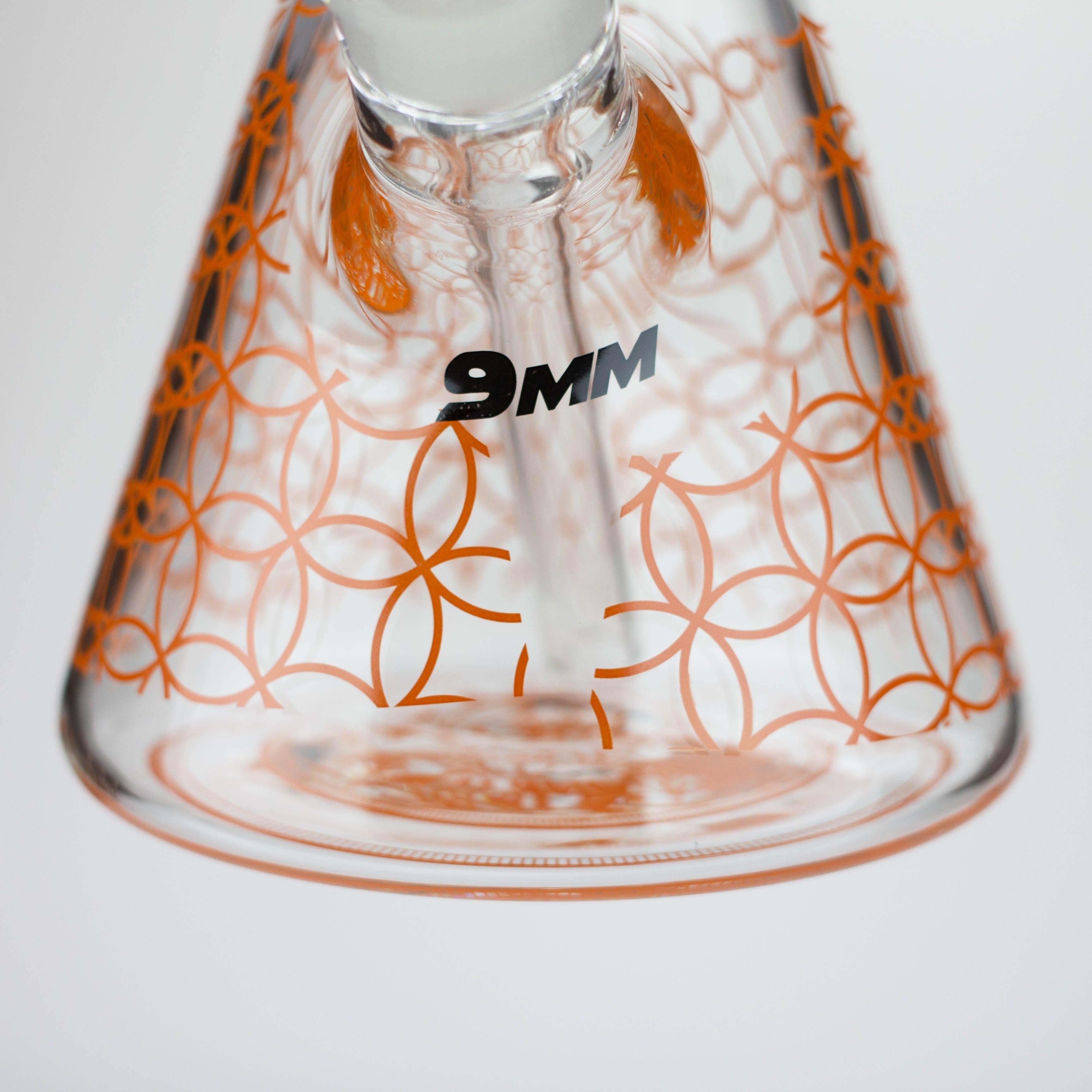 15.5"  9 mm Graphic glass water bong [GBT2117]