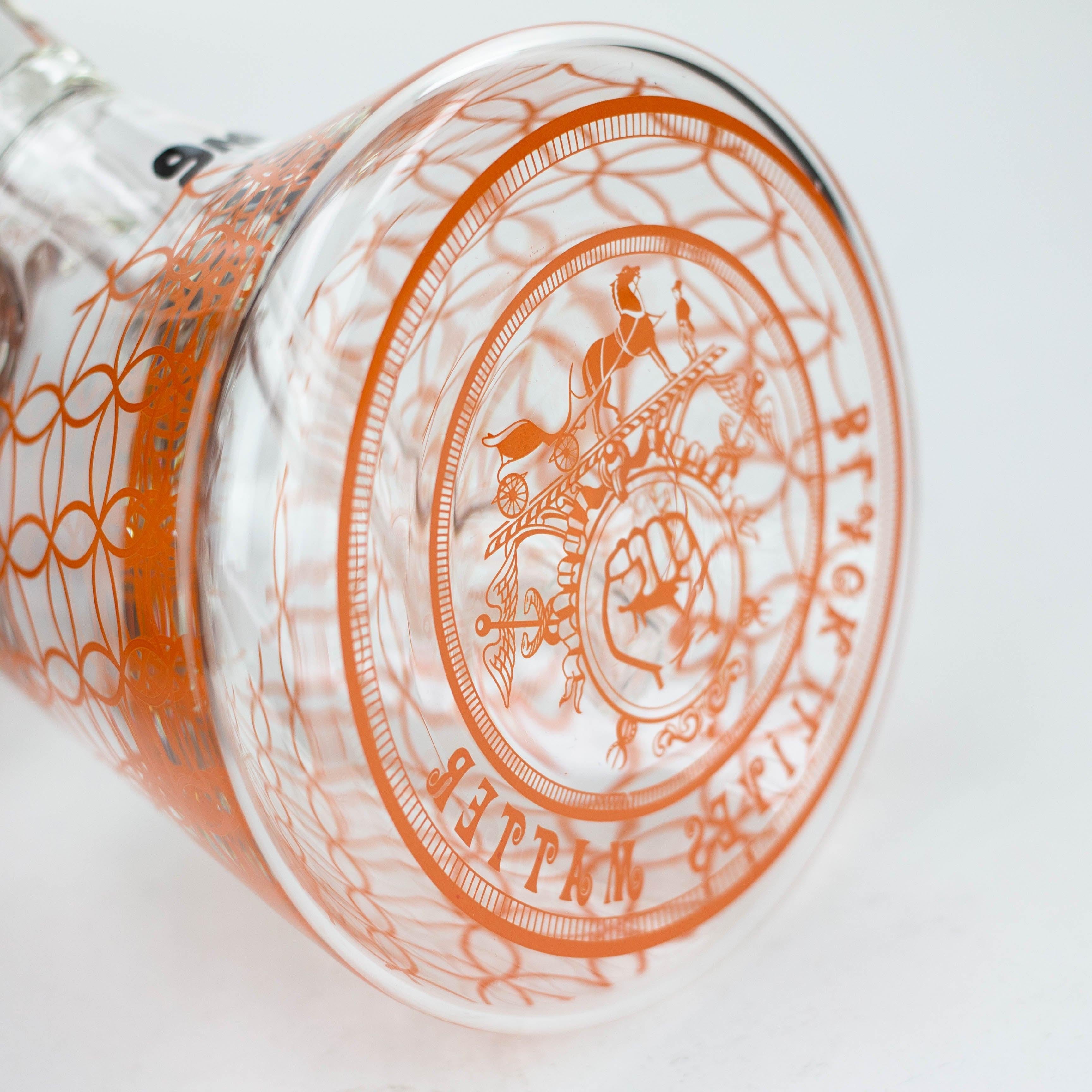 15.5"  9 mm Graphic glass water bong [GBT2117]