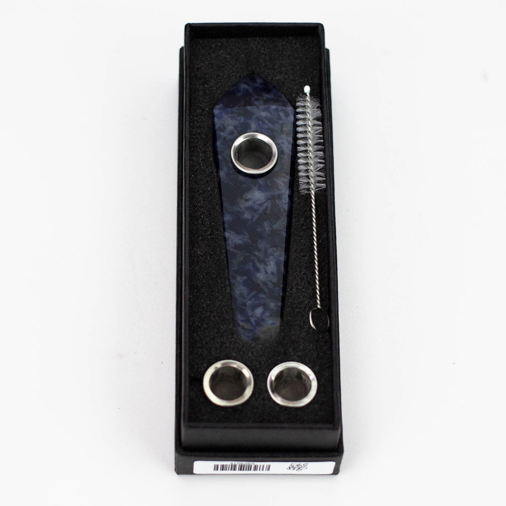 Acid Secs | Grey/Blue Feldspar Crystal Pipe with Choke