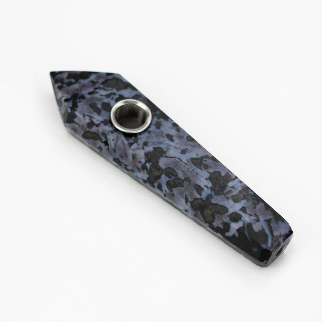 Acid Secs | Grey Camo Feldspar Crystal Pipe with Choke