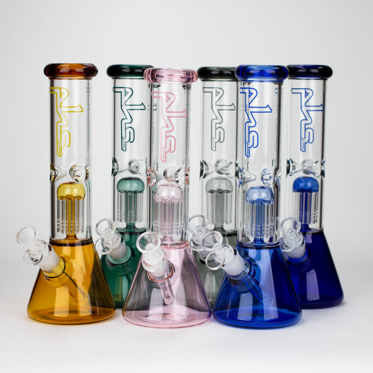 PHS | 12" Glass beaker color Bong with tree arm percolator [PHSPR-12] Main image