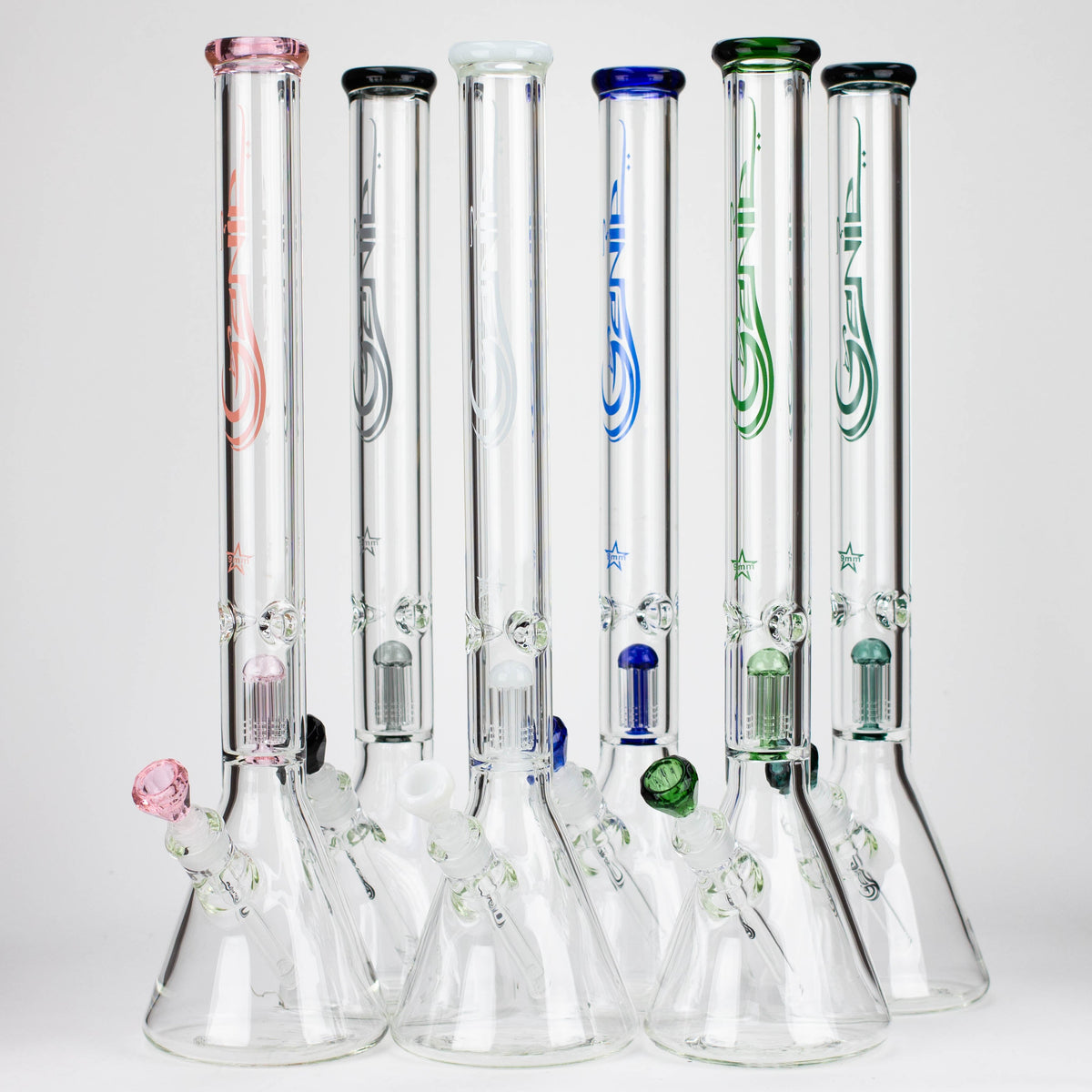GENIE | 24" 9mm single percolator glass water bong [ GB1905 ] Main image