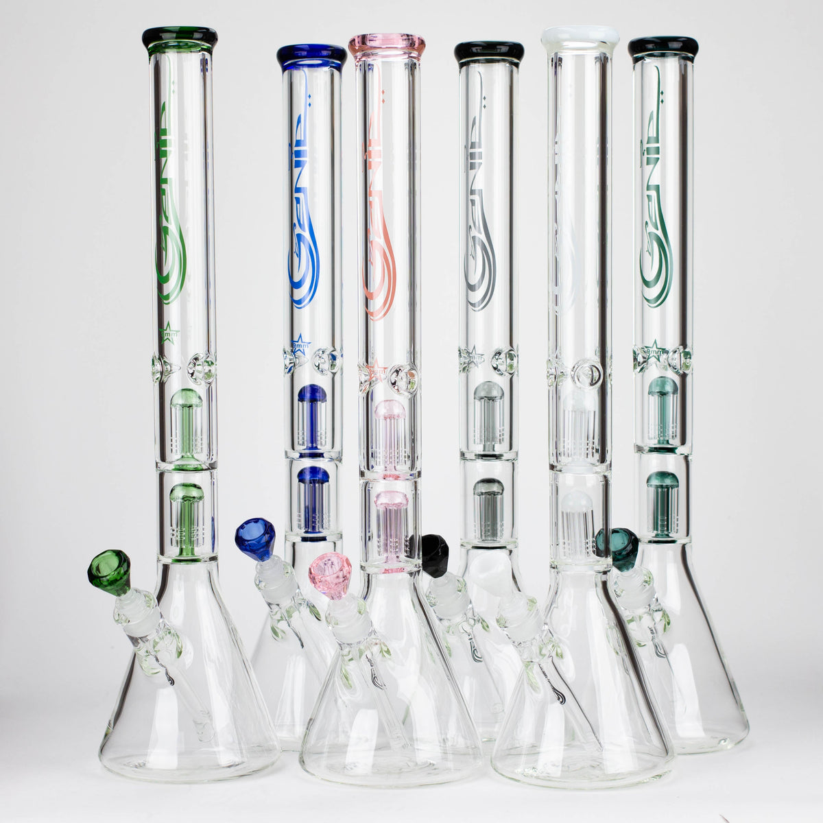 GENIE | 24" Dual 6 arms 9mm glass water beaker bong [GB1906] Main image