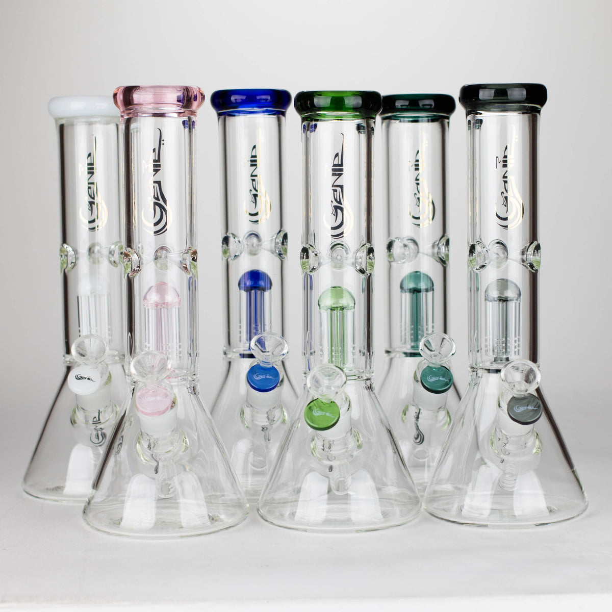 Genie | 12" Genie-Tree arms color accented glass water bong [NS104] Main image