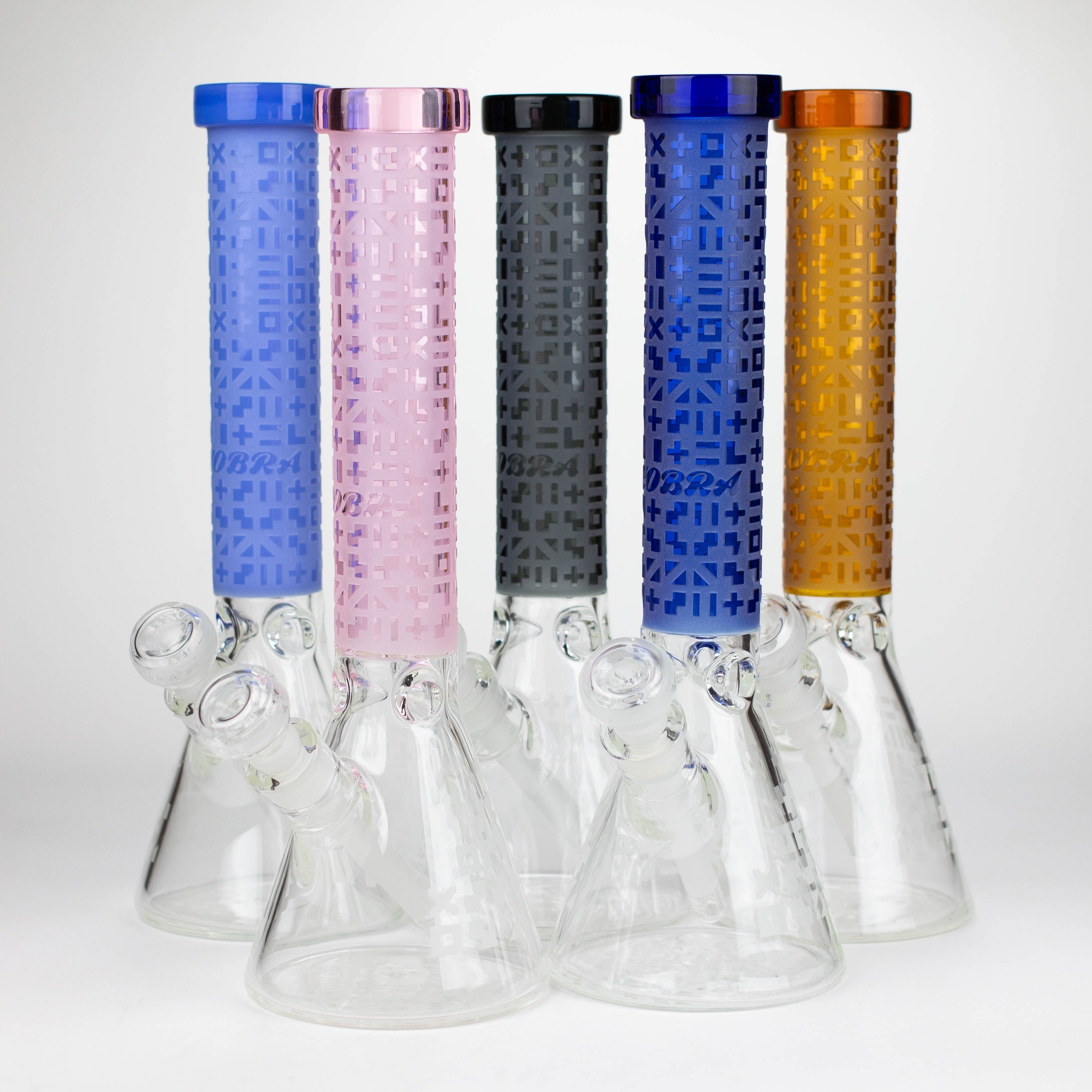 COBRA | 14" sandblasted geometric graphic 7 mm glass bong [YY02] Main image