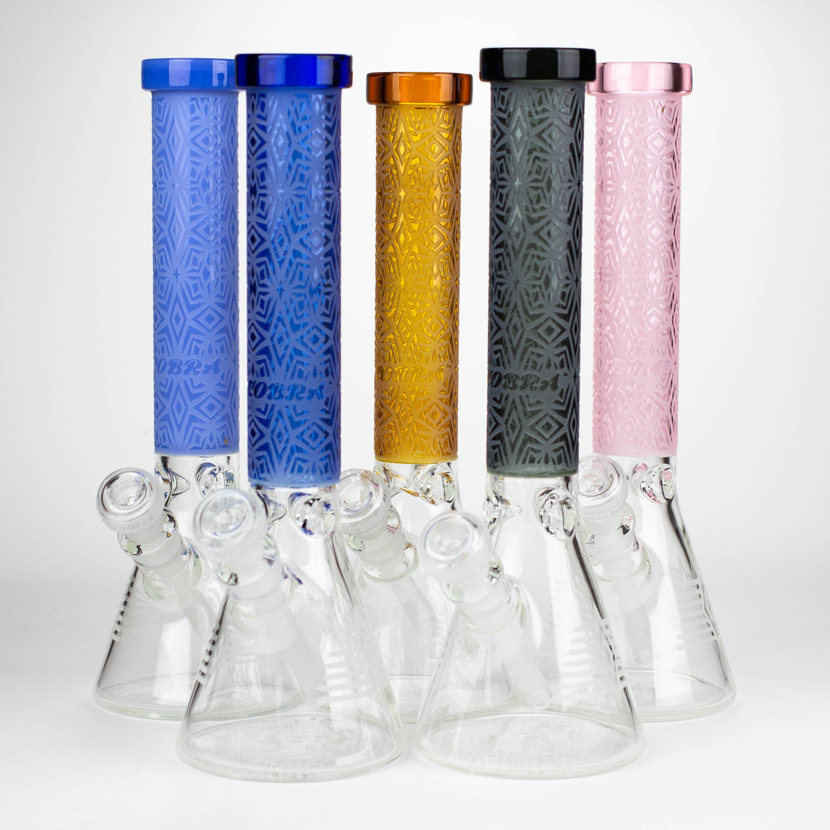 COBRA | 14" sandblasted geometric graphic 7 mm glass bong [YY01] Main image