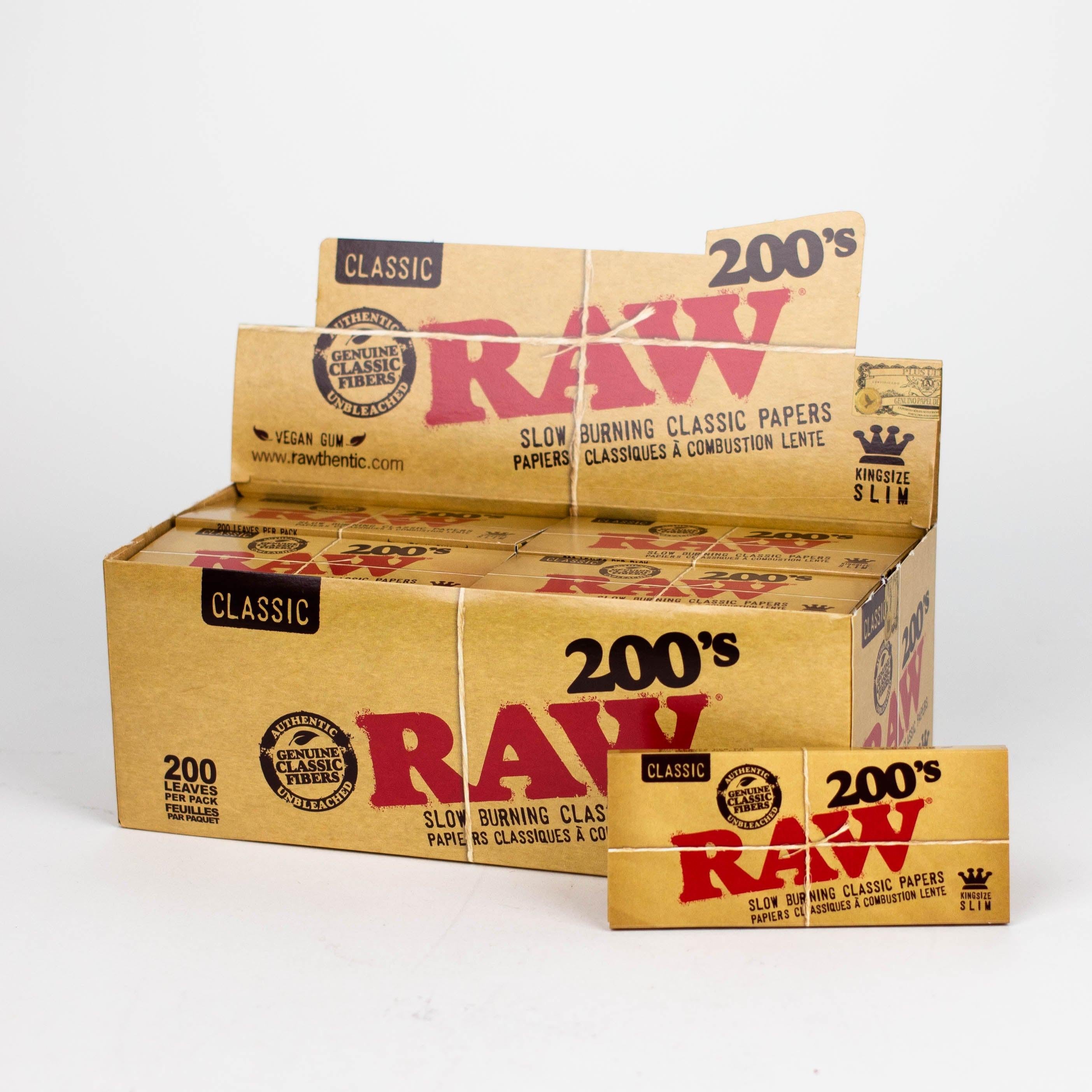 RAW 200's. Natural Unrefined King Slim paper Box of 40 Main image