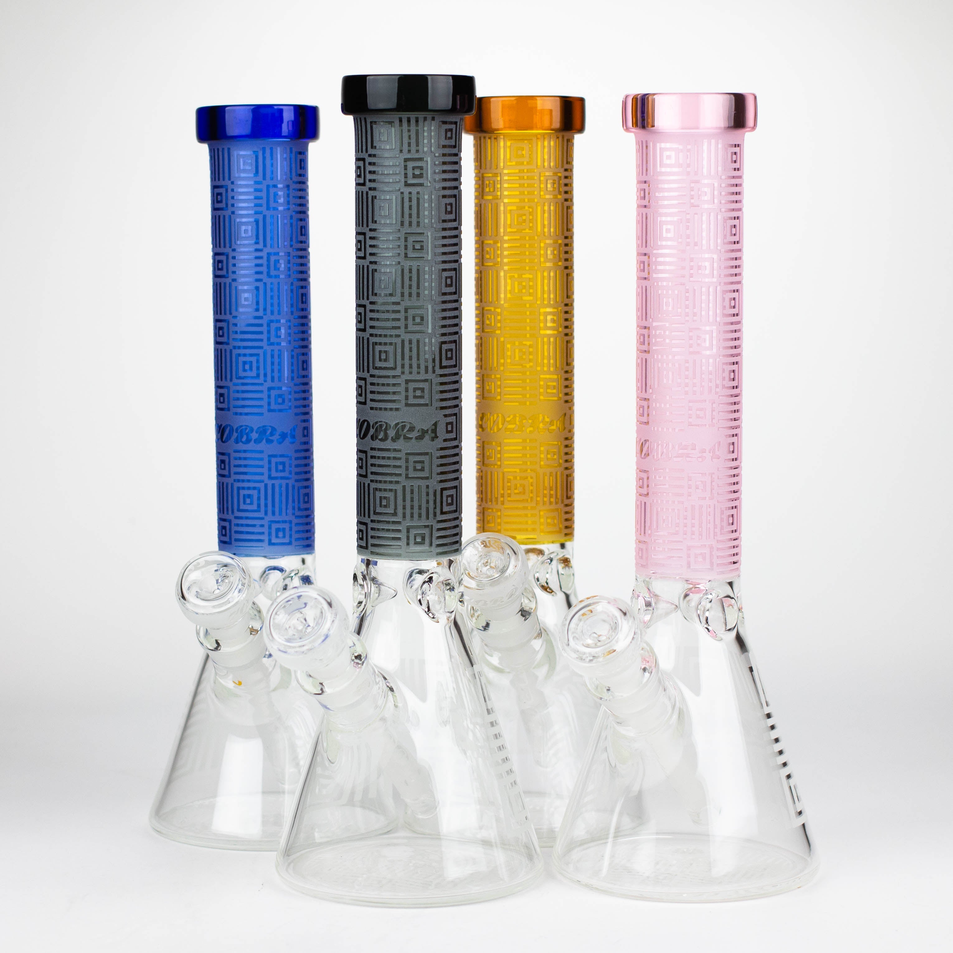COBRA | 14" sandblasted geometric graphic 7 mm glass bong [YK06] Main image