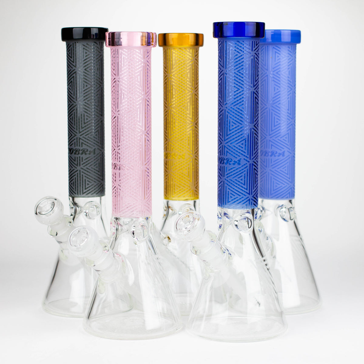 COBRA | 14" sandblasted geometric graphic 7 mm glass bong [YK05] Main image